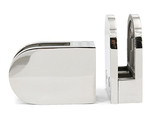 Image of 40-Pack, Stainless Steel 316 Grade Flat Back Round Glass Clamp 63 x 45 mm for 3 /8 inch - 1 /2 inch Tempered Glass or Laminated Glass, Mirror Finish (GC-064M-40)