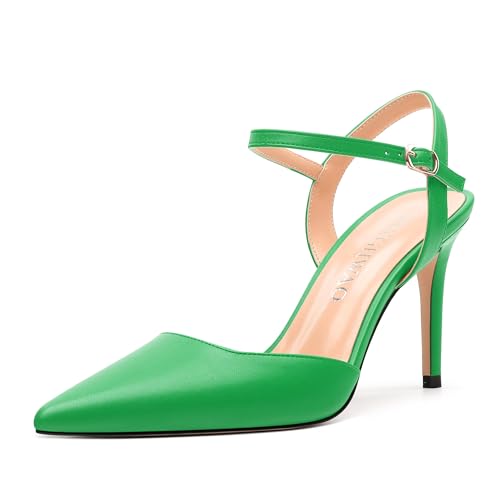 Women's Pumps, Buckle Adjustable Strap Pointed Toe Stiletto Heels, Fashion Matte High Heel Shoes for Women