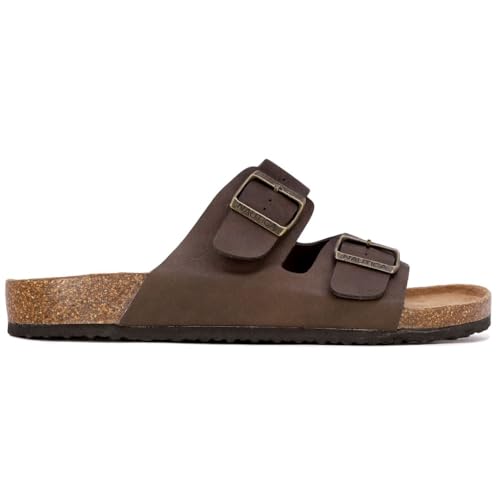 Image of Nautica Men's Sandals - Casual Slides with 2 Adjustable Buckle Straps and Cork Footbed for Ultimate Comfort and Style (Regular /Wide Width, Big Size)