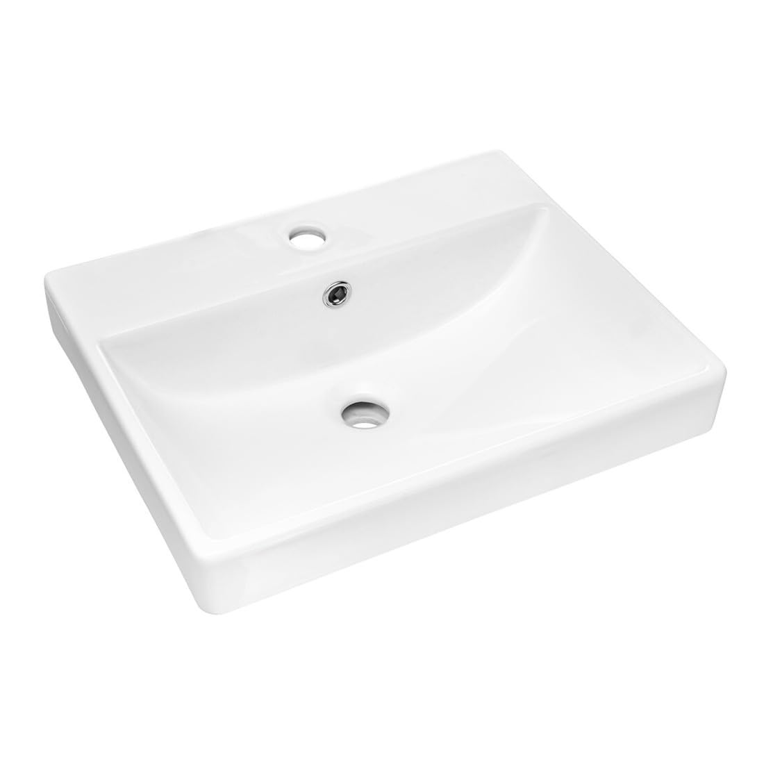 Meublorama - Lavabo empotrable (50 cm, cerámica), color blanco brillante