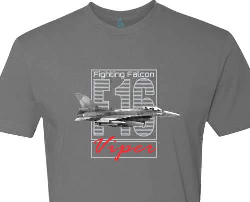 The F16 military jet t-shirt (XL) Gray. Design inspired by the iconic F-16 Fighting Falcon, a multi-role fighter aircraft widely used by various air forces worldwide. Viper2