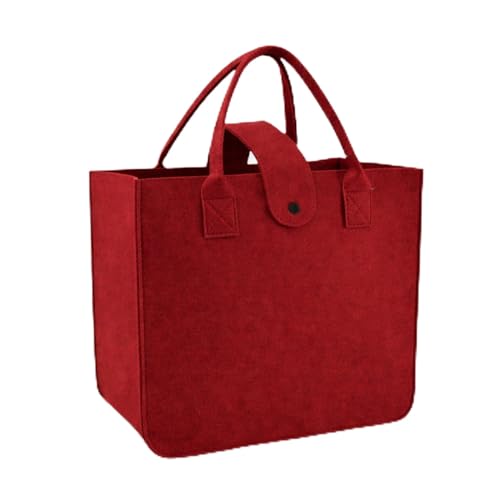 Image of Felt Fabric Reusable Shopping Bag with Handle & Button Closure for Grocery, School, Beach, Travel, Study, Gym, Gifts | Size - 30x34.5x17.8cm