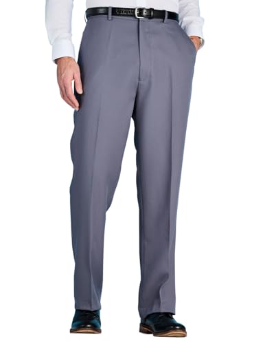 Chums Men's Classic-Fit Expandable-Waist Flat-Front Dress Pant Formal Slacks Grey