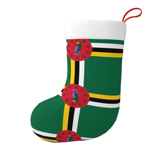 WZYWHJ Weihnachtsstrumpf, hochwertige festliche Feiertagsdekoration, Flagge der Commonwealth of Dominica Prints