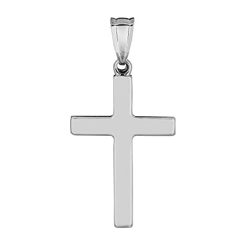 Jewelry Affairs 14k White Gold Shiny Square Unisex Cross Pendant Cover