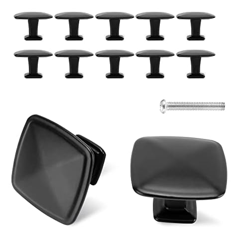 Cabinet Knobs Black 12 Pack for Dresser Drawers Vintage Cabinet Knobs Black Drawer Knobs for Kitchen, Bathroom, Closet, Wardrobe (Square) Cover