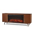 Real Flame Morris 72” Electric Fireplace TV Stand for TVs up to 70 inches, Entertainment center with adjustable shelves and storage, TV Stand for Living Room and Bedroom, Remote control, Timer