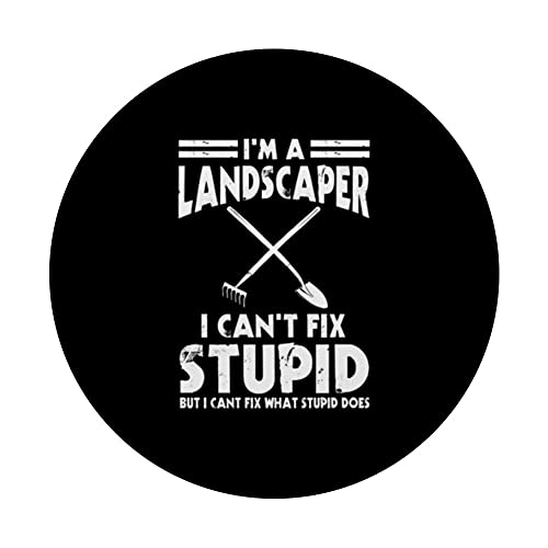 Funny Landscaper Saying Garden Shovel And Rake Gardener PopSockets Swappable PopGrip, Black - Image 3