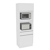 Mueble Auxiliar de Cocina Mali 1 Cajón 1 Estante, Mueble Microondas, Color Blanco 72x213 cm