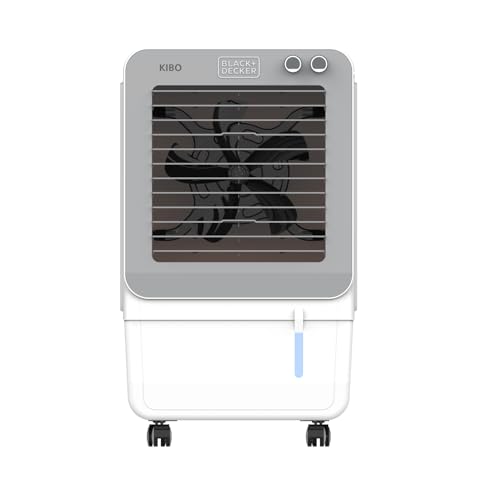 Image of BLACK+DECKER KIBO30 Personal Air Cooler : 30 LTR I Collapsible Louvers I Antibacterial Honeycomb Pads I Inverter Compatible I ICE Chamber & Rear Wheel Lock I White & Grey