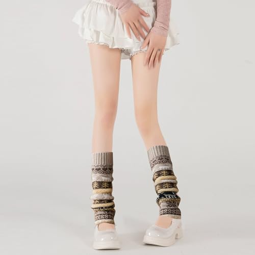 Image of Wool Leg Warmer for Women,Bohemian Knitted Ankle Warmers Winter Long Knit Boot Cuffs Socks for Women