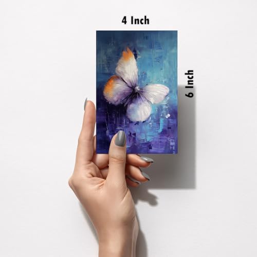 Image of SiddArtify Elegant Butterfly Art Print Set - Teal - Purple - Warm Hues - Set of 2-4x6 Inch - Board (Pack of 6) - Sticker (Pack of 6) Wall Room Decoration art Poster Prints