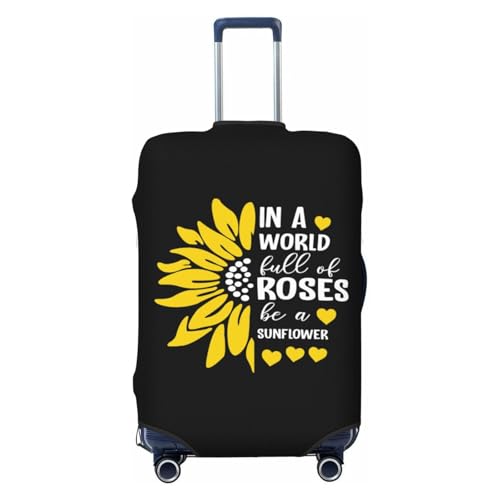 Spandex Travel Luggage Cover Printed Sunflower Motivational Quote Double-Sided Suitcase Protector Bag,Dust-Proof Cratch-Resistant Washable Suitcase Sleeve For Kid Adult,Medium
