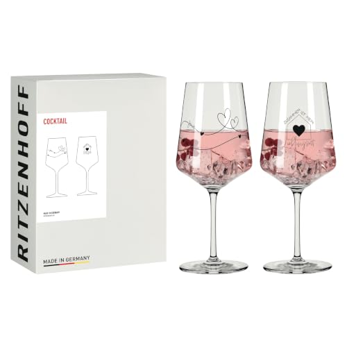 RITZENHOFF 8131002 Cocktail-Glas 2er Set 500 ml Serie Liebe mit eleganten Linien ideal für Hochzeiten Jubiläen oder besondere Momente zu zweit Made in Germany