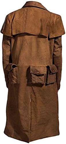Men's Vegas A7 Veteran NCR Ranger Classic Armor Duster Coat - Brown Suede Leather Trench Coat Mens4
