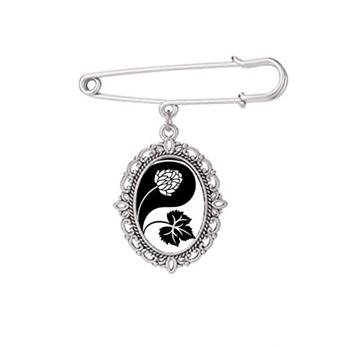 Broche de culture Yin-Yang ornements floraux d'une finition remarquable taille M
