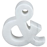 Creative Home Natural Marble Letter Ampersand Bookend Book Holder Paper Weight Office Shelf Organizer Table Top Decorative Piece, 5.5' W x 5.9' H, 1.5' D, Off-White (Color May Vary)