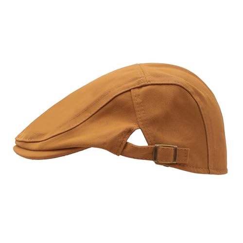 Image of ZLYC Men Cotton Flat Cap Summer Scally Ivy Gatsby Newsboy Beret Driver Cabbie Hunting Hat