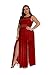 730 - Plus Size Double Slits Lace Chiffon Jumpsuit Maxi All White Party Wedding Party Dress (4X, Red)
