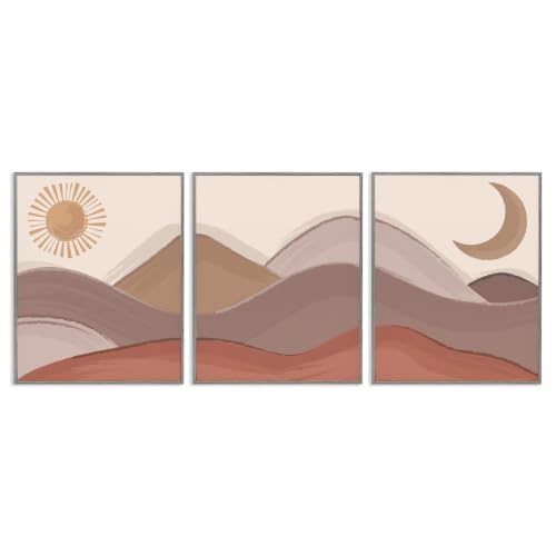Desert Sand Hills Sun Moon Abstract, 16 x 20 Inch Framed Giclée Print Set
