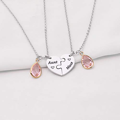 UJIMS Aunt and Niece Heart Matching Necklace Set - Auntie Niece Jewelry for Her Birthday Gift or Nephew Gift3