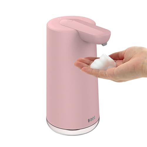 Frohsun Automatischer Seifenspender, IPX7 350ml Wiederaufladbar, Berührungslose Seifenabgabe mit 2 Einstellbaren Schaumvolumen, Motion-Sensor Seifenspender für Küche, Bad und Hotel (Pink)