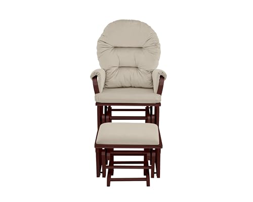Image of Suite Bebe Madison Nursery Rocking Chair with Ottoman, Wooden Glider for Baby Nursing, Smooth Gliding Rocker, Espresso and Beige