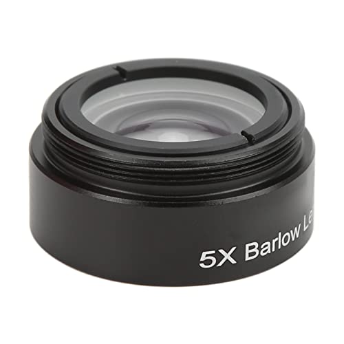 5X Barlow Lens, Telescope Barlow Lens M28.6 Threaded Interface Aluminium Alloy Optical Glass 5X Magnification Barlow Len for Astronomical Observation