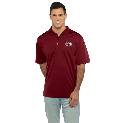 Vantage Apparel Men's Collegiate Premium Moisture Wicking Team Color Icon Polo, Mississippi State Bulldogs, Large