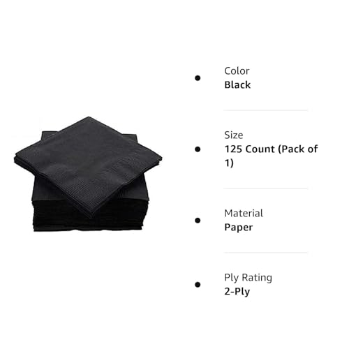 Amcrate Big Party Pack 100 Count Black Beverage Napkins - Ideal For Wedding, Party, Birthday thumb #6