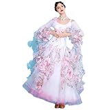 ZYDANC Professional Ballroom Dance Dress Elegant Waltz Tango Competition Dancewear Foxtrot Flamenco Dance Outfit,White,M