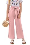 SySea Girls Pants Kids Casual High Waisted Wide Leg Loose Fit Summer Trousers with Pockets