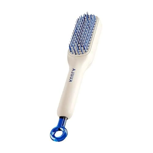 Self-Cleaning Anti-Static Massage Comb,Retractable Comb,Soft Hairbrush,3D Air Cushion Self Cleaning Hair Brush Massager Hairbrushes, Easy Clean Airbag Comb Suitable for All Hair Types (White)