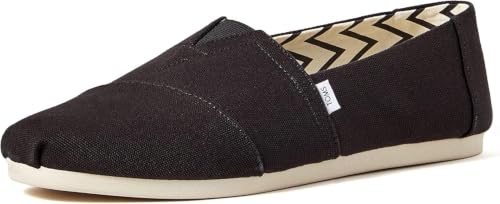 TOMS Men's Classic Canvas Alpargata - Comfortable Elastic Gore Fit, Durable & Flexible Shoes Black