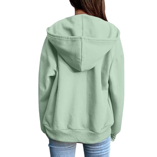 Yinguo Sweaters For Women Uk, Hoodies For Women Uk Oversized Hoodie Zip Up Sweatshirts Trendy Casual Loose Long Sleeve Crewneck Pullover Comfy Fall Winter Cloth Fashion Ladies Outfit, Mint Green M - Image 4