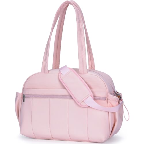 Suweir Reisetasche Sporttasche Damen 22L Puffer Handgepäck Tasche Leicht Wickeltasche für Unterwegs mit Nasse Tasche Wasserdicht Travel Duffle Bag für Flugzeug Reise Sport (Rosa)