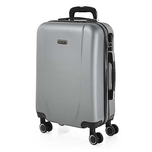 Itaca Tiber, Maleta de Viaje Corto Rígida con 4 Ruedas Trolley, Cabina 55 cm, 35 liters, Plata