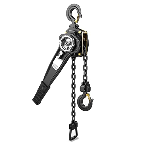 Palan Manuel à Chaîne à Levier 5/10 Avec 2 Crochets Robustes Et Chaîne En Acier Au Manganèse G80, Capacité De 0,75/1/1,5/2/3 Tonnes. Palan à Chaîne à Cliquet Daul, Pour Garage, U(Size:1T,Color:5ft)