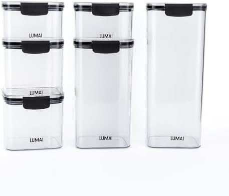 LUMAI Kit 6 Potes Herméticos Armazenamento Ultra Forte Organizado...