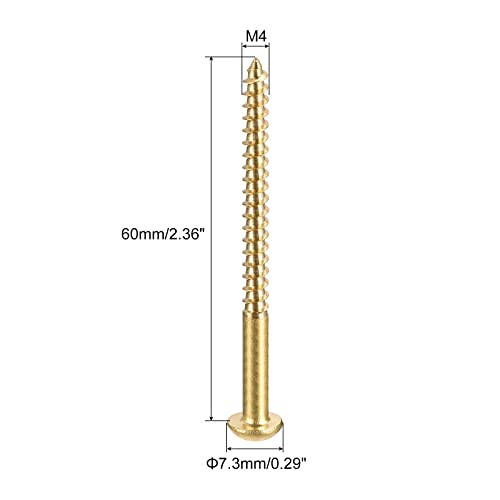 Tornillos autorroscantes uxcell M4x60mm latón 20 piezas miniatura 2