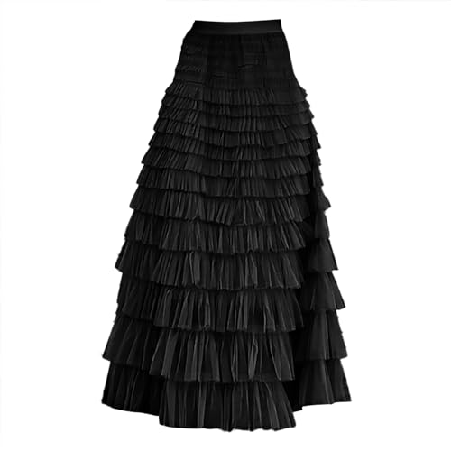 Jupe en tulle pour femmes coupe trapèze flatteuse : jupe longue à volants confortable taille XL