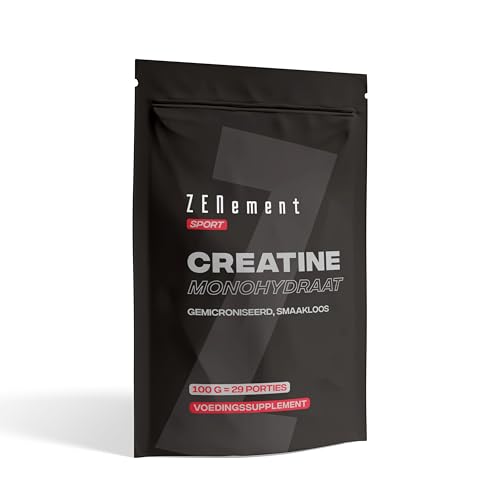 Creatine Poeder, 100g, Puur Creatine Monohydraat | Optimale oplosbaarheid, Premium Kwaliteit | Hoogste Zuiverheid voor Spiergroei | Veganistisch | Zenement