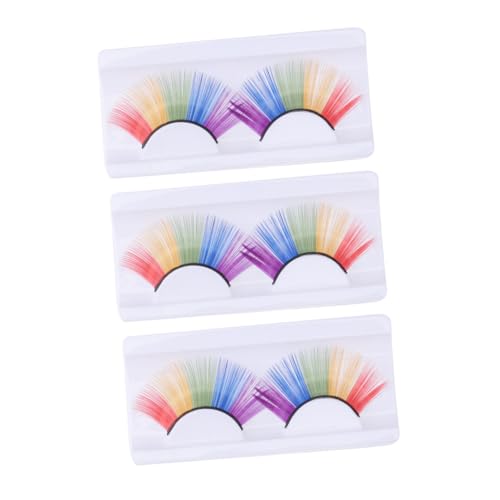ELAYARD 3 Pestañas Postizas Rizadas y Coloridas para Halloween Brillantes para Maquillaje de Fiesta y Performance Extensión Sintética para Mujer