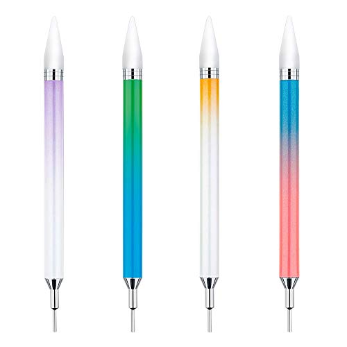 lorelo 4 Pieces Nail Dotting Pen, Dual-ended Nail Dotting Pen Liner Brush Nail Art Point Drill Drawing Tools Set Nail Art DIY Decoration Tool
