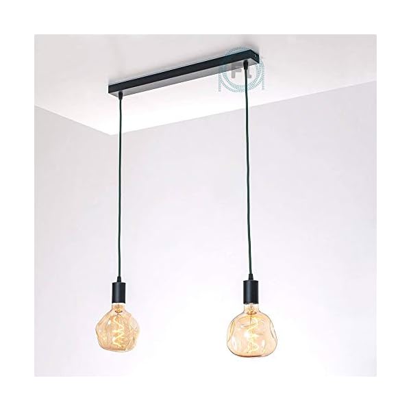 Flairlux Baldachin rechteckig Lampe 2 flammig schwarz Metall Lampenbaldachin rechteckig zum Bau von Deckenleuchten… – Bild 8