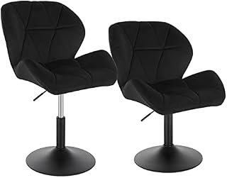 WOLTU Bar Stool Swivel Velvet Dressing Stool Modern Breakfast Dining Chair Rotatable Stool for Kitchen Counter Bistro Clinic, Black, Adjustable Gas Lift BH303sz-2