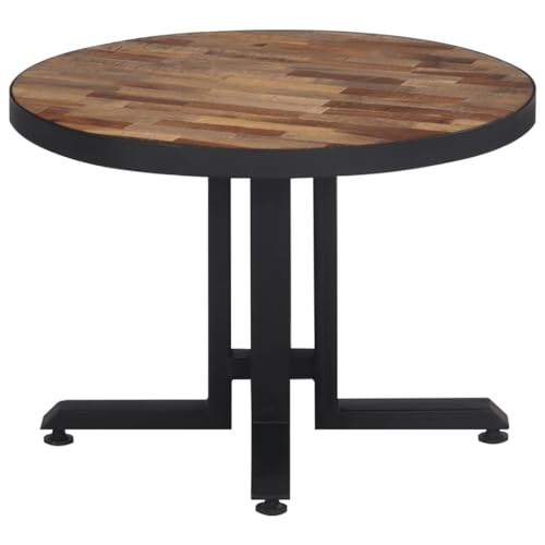 Table basse en teck massif recyclé Ø 55 cm et piétement fer noir - 6