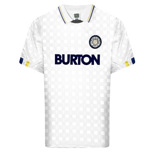 Image of Score Draw Leeds United 1988 Retro Football Shirt White Large Polyester