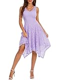 Meetjen Wedding Guest Dresses Semi Formal Lace Bridesmaid 2025 Hi Lo Fancy Graduation Cocktail Dress Summer Lavender XS