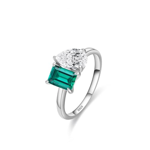 Bague Argent Pierre verte et blanche pour sublimer vos tenues de soirée et mariages
